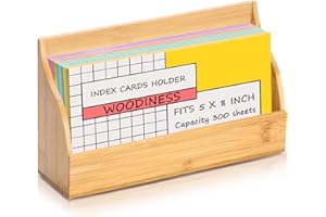 SHIQIKEJIPTY 5x8 Inch Index Card Stand Wooden Index Cards Holder Notecard Box Postcard Display Stand Flash Cards Organizer Business Card Display Rack for Desk Office Supplies Capacity 300 Sheets
