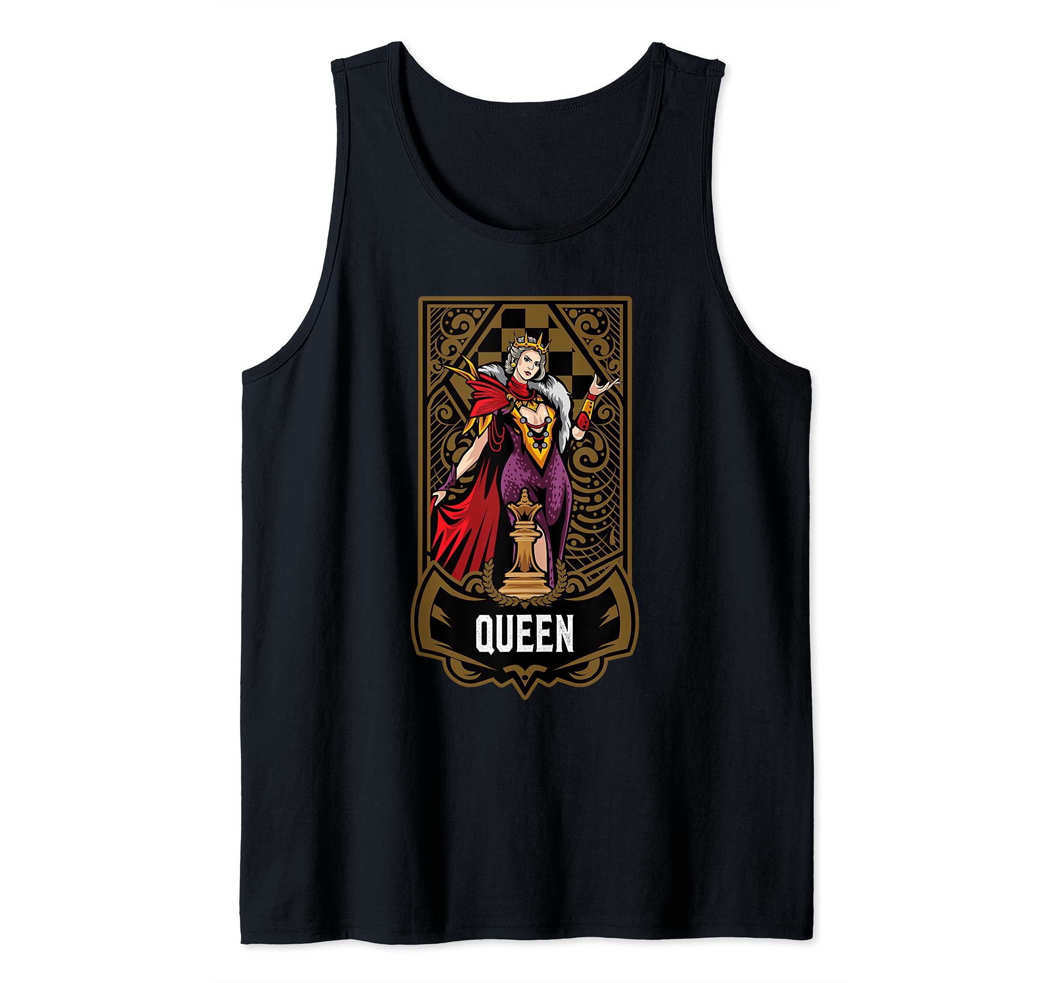 Queen Chess Game Piece Chess Club Players Gambit Red Team Tank Top