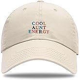 Hanna Roberts Cool Aunt Energy Beige Hat | Cap with Multicolor Embroidered Letters, Best Aunt Ever Gifts for Aunts, Adjustable Women Baseball Hat