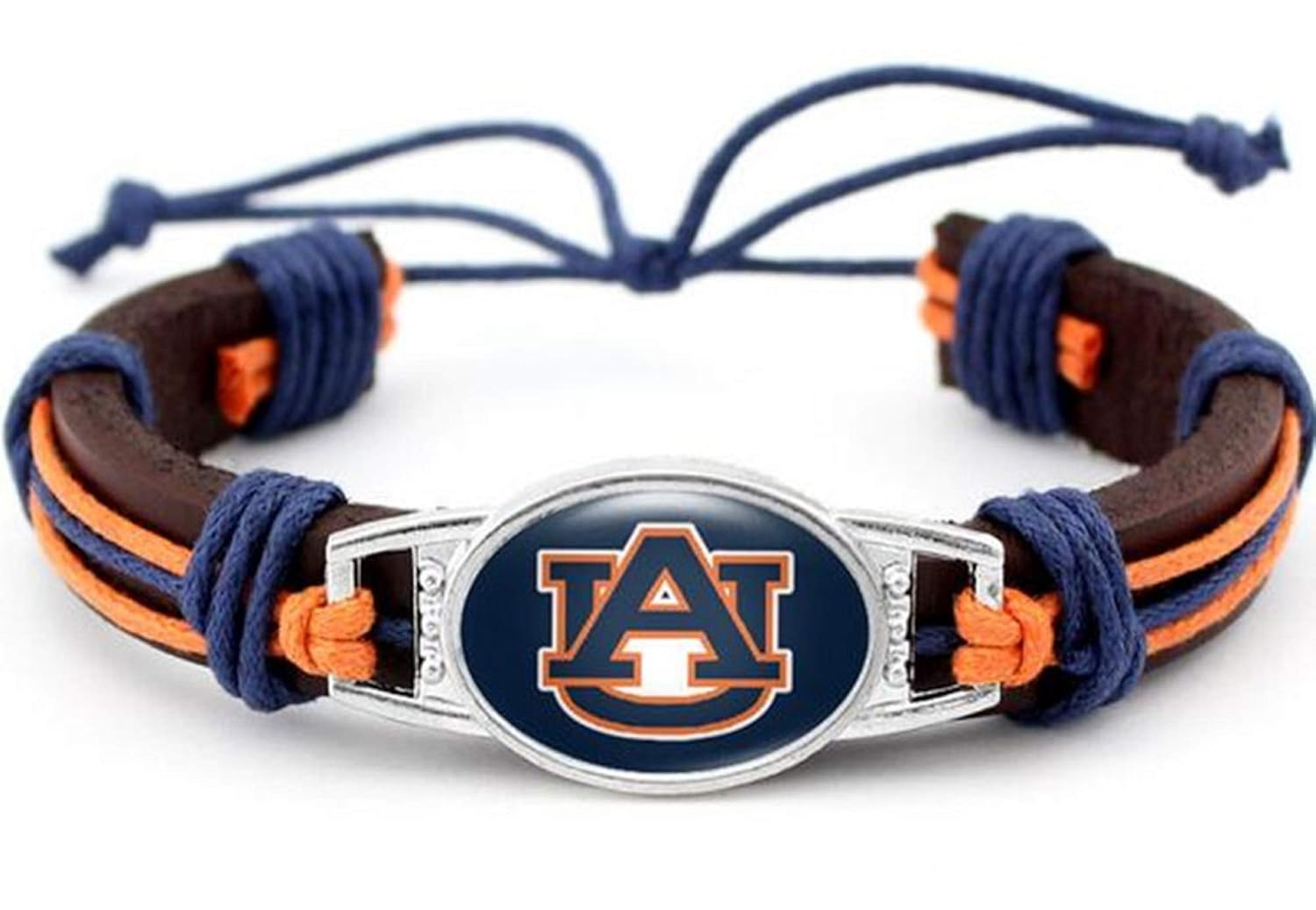 BAS Auburn Tigers Real Leather Adjustable Cord Tie 7 to 10