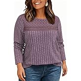 Plus-Size-Sweaters for Women Trendy Long Sleeve Lace Shirts Loose Lightweight Mesh Tops Casual Knit Pullover Tunics