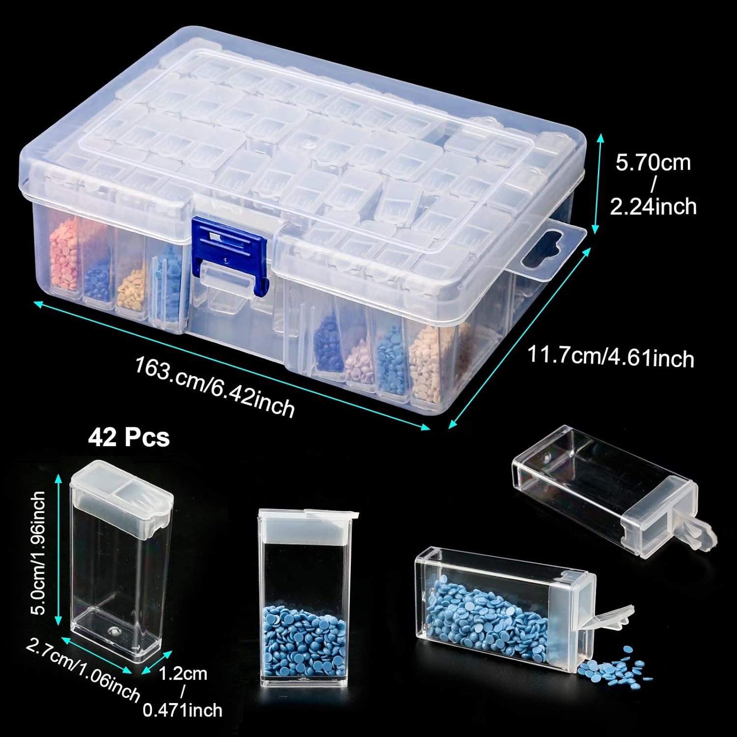 Zhenle Diamond Painting Boxes Kit 42 Grids Diy Diamond Painting Storage Box Diamond Painting Tools and Accessories Kits for Nail Art and Diamond Embroidery Adults or Kids - Image 4