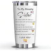 Pandance Sisters Gifts from Sister, To My Amazing SISTER, 20oz Tumbler with Lid Insulated Coffee Cup, Cool/Funny Gifts for Sister from Brother, Christmas Birthday Present for Best Friend