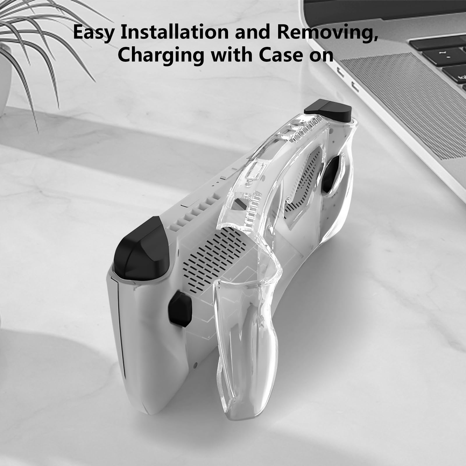 ROG Ally Case - Shockproof TPU Case with 4 Thumb Stick Caps - Lightweight Clear Gaming Accessory