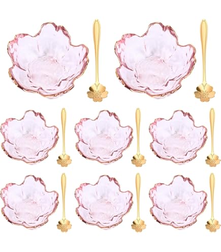 Cisolen 6 Piezas Cuencos De Postre De Flor De Cerezo Rosa, Cuencos De Vidrio Para Salsa, Mini Cuencos De Cristal Para Helado, Postre, Aperitivos, Arroz