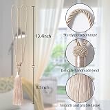 Pretty Jolly 2 Pack Long Tassel Curtain Tiebacks Dark Beige Handmade Braided view 2