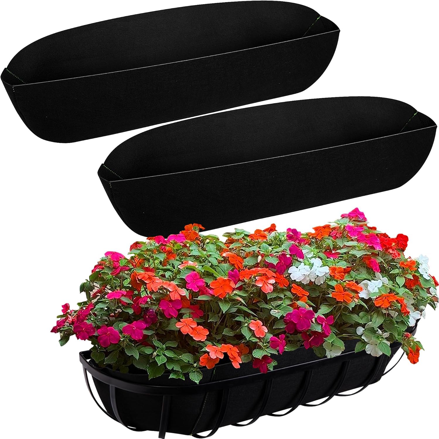 GIONAR 3PCS Fabric Window Box liners-30 inch/76CM Fabric Planter Basket Liner-Rectangle Felt Flower Pot Liners-Hanging Plant Basket Fiber Insert for Garden Wall Hanging Planter Flower Vegetables