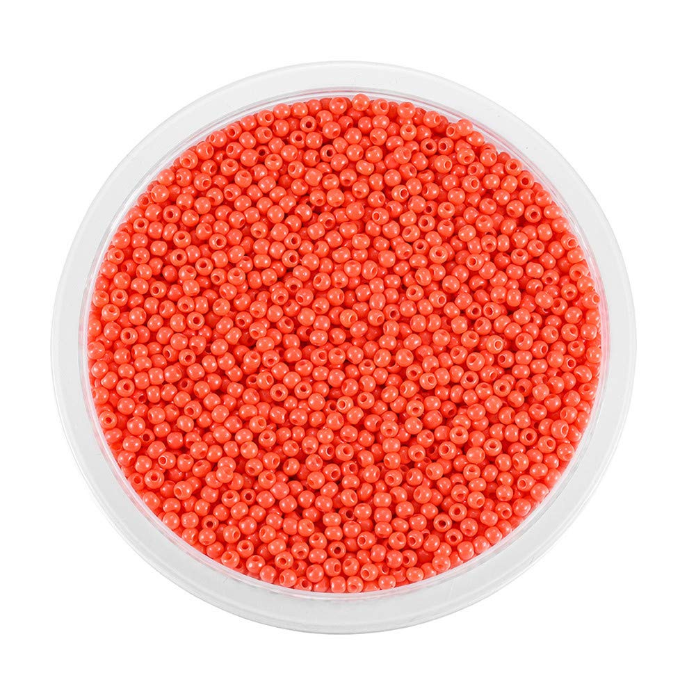 Around 9000pcs Opaque Glass Seed Beads Round Pony Bead Mini Spacer Beads 2mm for Jewellery Making Hair Accessories Beadwork Craft (Coral)