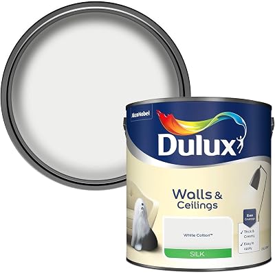 Dulux Silk Emulsion Paint For Walls And Ceilings White Cotton 2.5L
