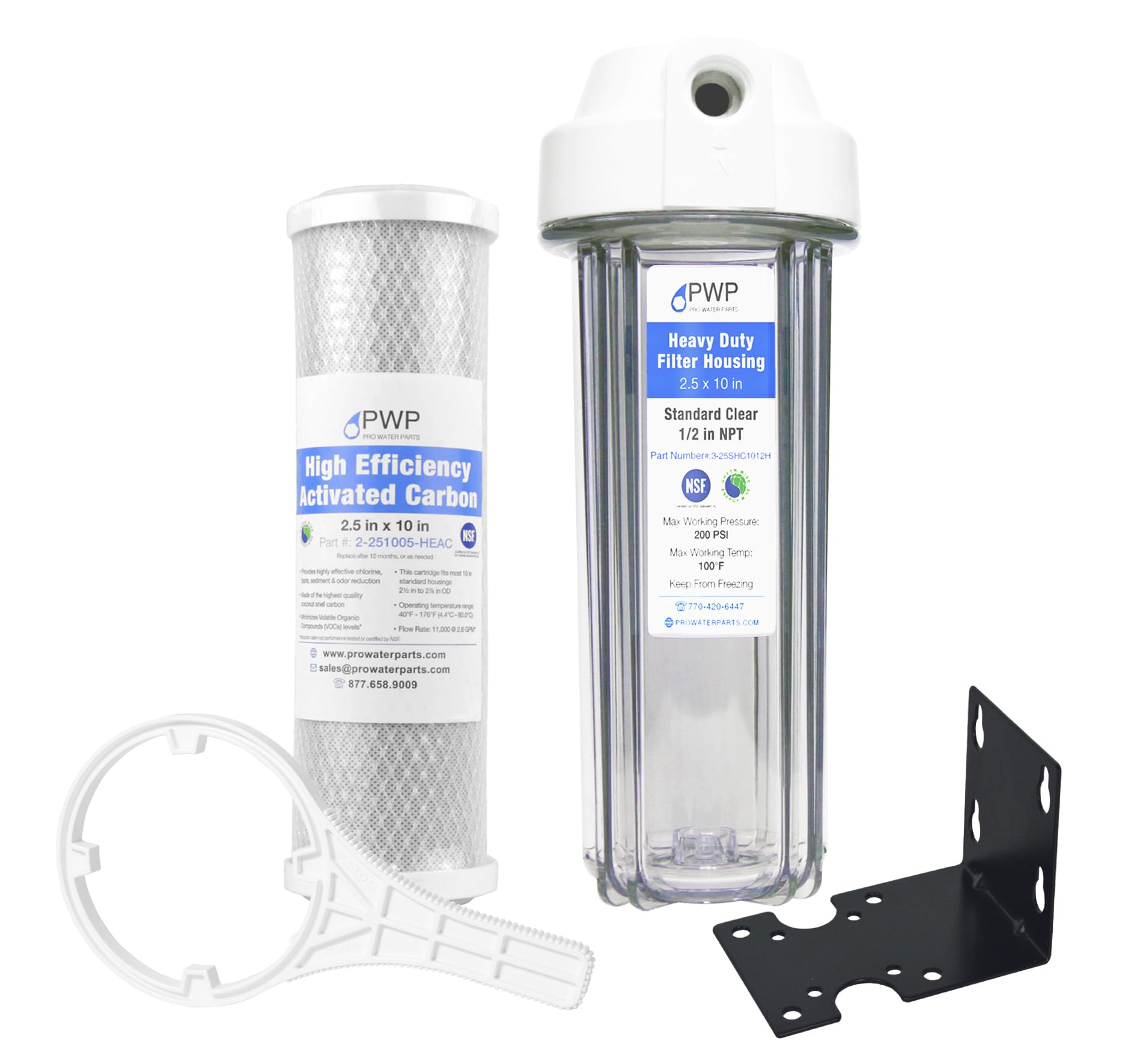 Photo 1 of Clear RV Filter Housing with High Efficiency Activated Carbon Filter 2.5X10 1/2" NPT Ports Replaces FRE-10H