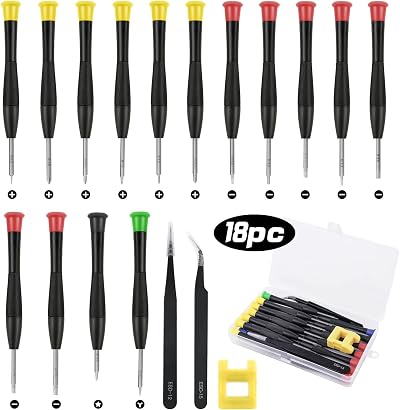 Ainiv Precision Repair Screwdriver Set 15Pcs with 2 Tweezers 1 Demagnetizer