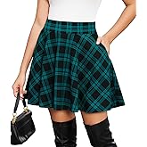 DJT Womens Flared Mini Skater Skirt with Pockets Versatile High Waist Casual Skirts