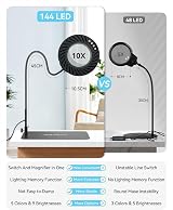 ARTDOT 10x Magnifying Glass with 5 Light Modes and Stand for Diamond Painting view 6