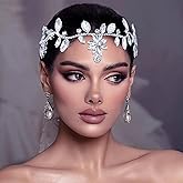 JHOO Sparkling Bridal Wedding Hair Vine Silver Headband Rhinestone Headwear Light Luxury Hair Accessories for Women(Silver)