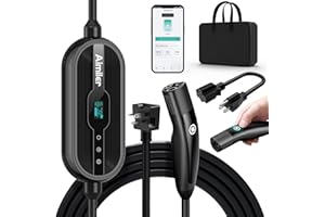 AIMILER Level 1/2 Tesla Charger(WIFI APP/Plug-play), 16A, 25ft Cable ETL Certified, 240V NEMA 6-20P Plug & 120V 5-15P Adapter, NACS Connector, Portable Electric Car EV Charger for Tesla Models Y/X/3/S
