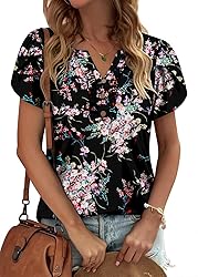 KISSMODA Women's Tunic Tops Casual V Neck Short