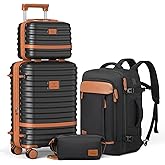 Joyway Expandable Carry on Luggage Sets Airline Approved, Lightweight Hard Shell 20 Inch Carry-on Suitcase with Spinner Wheels, Black