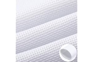 Zeyune Needlepoint Canvas 20 x 24 Inches 14 Mesh Blank White Canvas with 36 Colors Cotton Threads and 5 Needles for Embroidery, Knit Crochet Projects