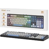 Kisnt KN104 Wireless Mechanical Keyboard, 100% Full Size with Knob, Bluetooth/2.4GHz/USB-C, Custom RGB Backlit, Hot-Swappable Linear Switch, Creamy Sound for Gaming/Typing (Carbon Black)