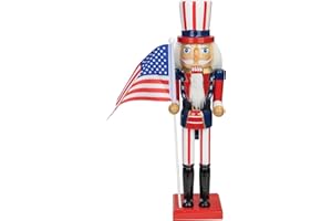 Northlight Decorative Wooden Patriotic Uncle Sam Christmas Nutcracker, 15", Red/White/Blue