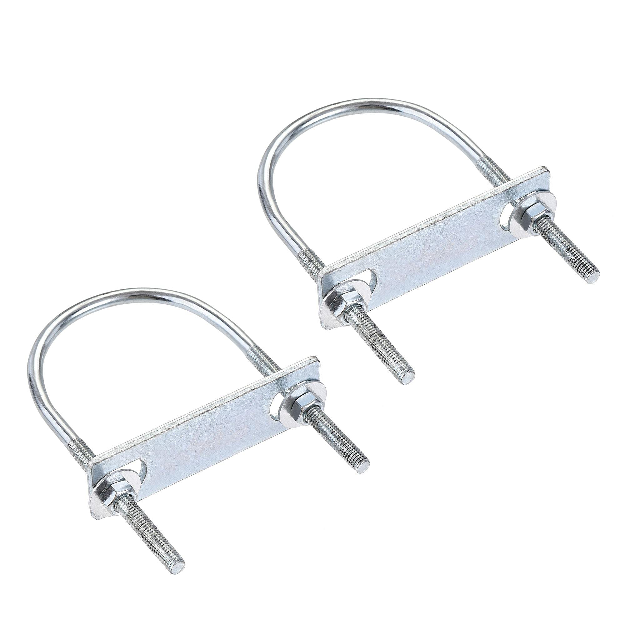 sourcing map Round U-Bolts 2 Sets 2.36"(60mm) Inner Width 110mm Length Steel M6 with Nut, Plate, Washer