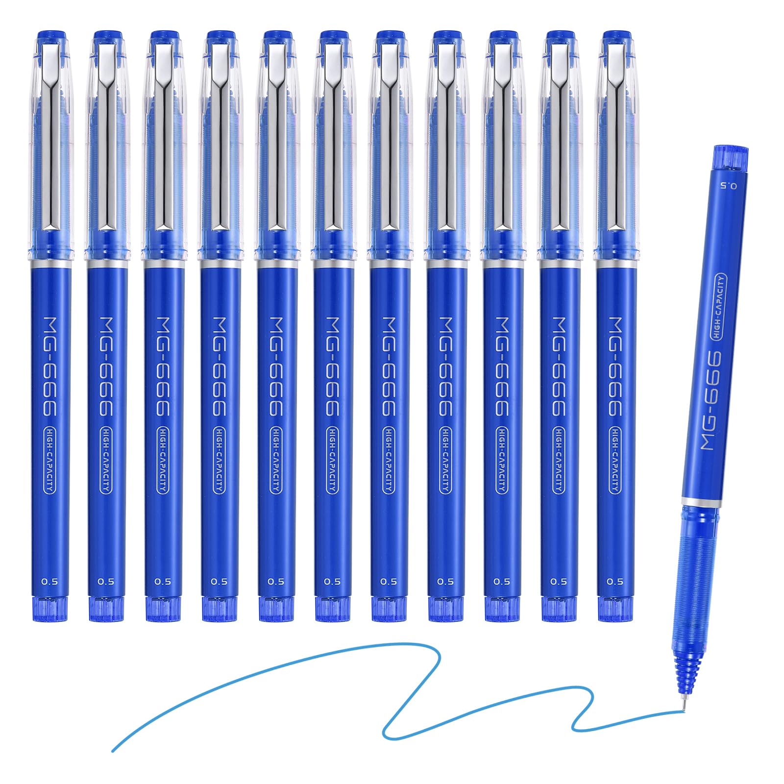 M&G Gel Pen Medium Point 0.5mm, 12 Pack Quick Dry Smooth Blue Gel Ink Rollerball Pen for Home Office Writing Note Taking Journaling Business, Style 1