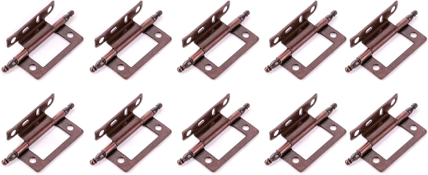 10x Antique Brass Finial Cranked Hinges 50mm/2" Offset Flush Hinges