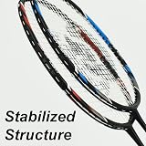Senston Graphite Shaft Badminton Set Isometric Head Racket Red Blue 2 Pieces view 2