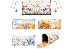 BLLESQELAX 4 Pcs Mailbox Covers Magnetic Standard Size 21 x 18 inch Spring Summer Autumn Winter Magnetic Mailbox Covers Waterproof Post Box Magnetic Covers for Garden Patio Decoration