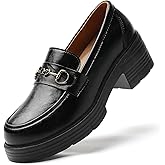 TKKAE Loafers for Women Penny Platform Loafers Slip-ons Chunky Heel Shoes Comfortable Business Casual Dress Office Heeled Work Shoes