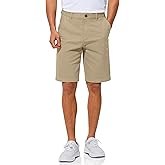 UIQUR Men's Casual Shorts 10" Chino Work Dress Lightweight Stretch Flat Front Shorts with 6 Pockets for Hiking Golf(Stone, 36)