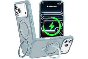 CHAOFEnG Magnetic Compatible with iPhone 17 Pro Case with Stand [Military Grade Drop Tested][Compatible with Magnet] Ring Translucent Slim Hard Back Soft Edge, Teal Green