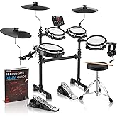 AKLOT B-CORE530 Electric Drum Set: Dual-Zone Quiet Mesh Drum Pads, 10’’ Dual-Trigger Cymbals, Height-Adjustable Rack, 360 Sounds, USB MIDI, Lesson Book, Throne, Sticks, Headphones