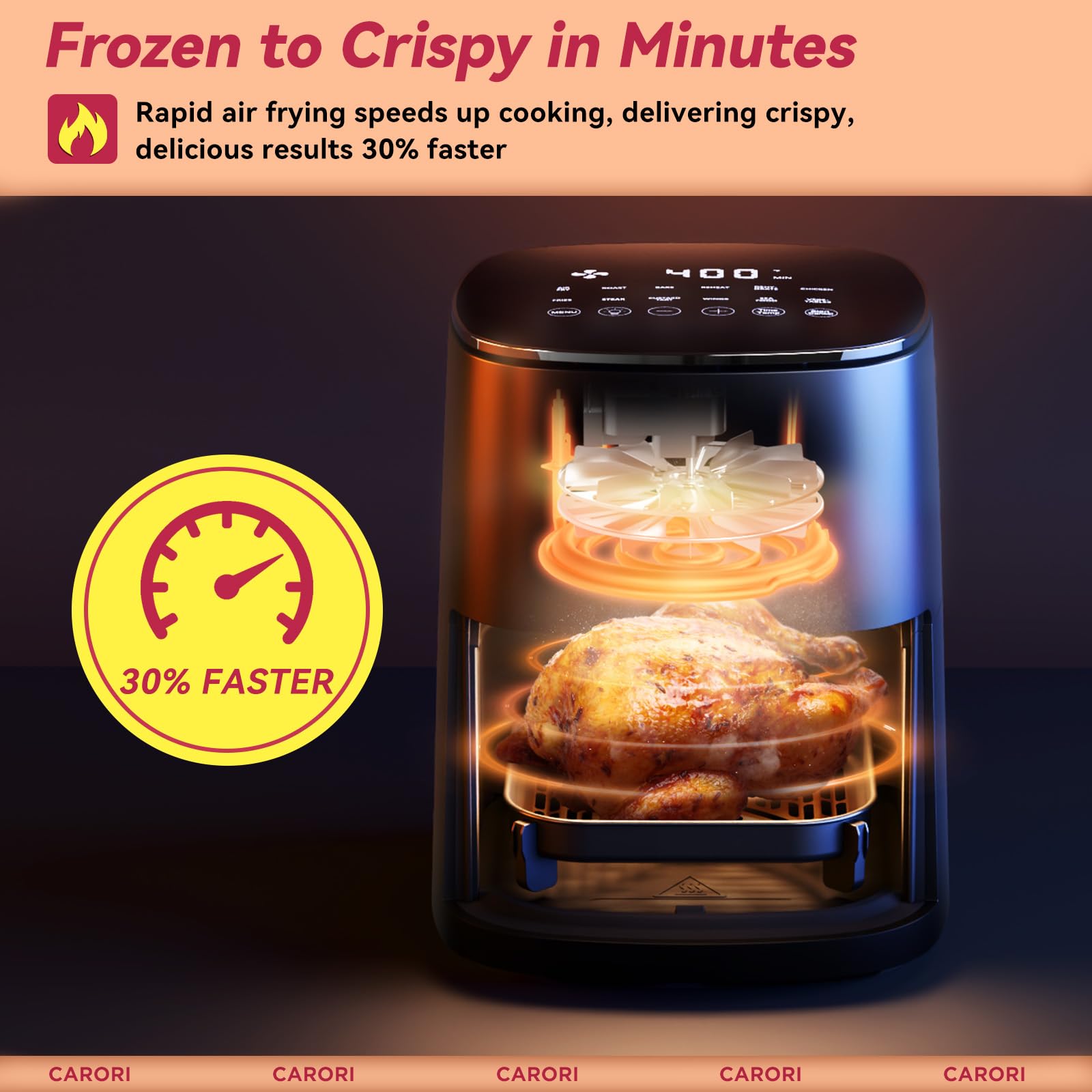 Freidora de aire 12 preestablecidas con ventana de visualización, gran capacidad de 6 cuartos, crujiente máxima de 400 ℉, freidora de aire, hornear, asar, deshidratar, recalentar, comidas rápidas y fáciles de 1700 W, canasta antiadherente apta para lavavajillas