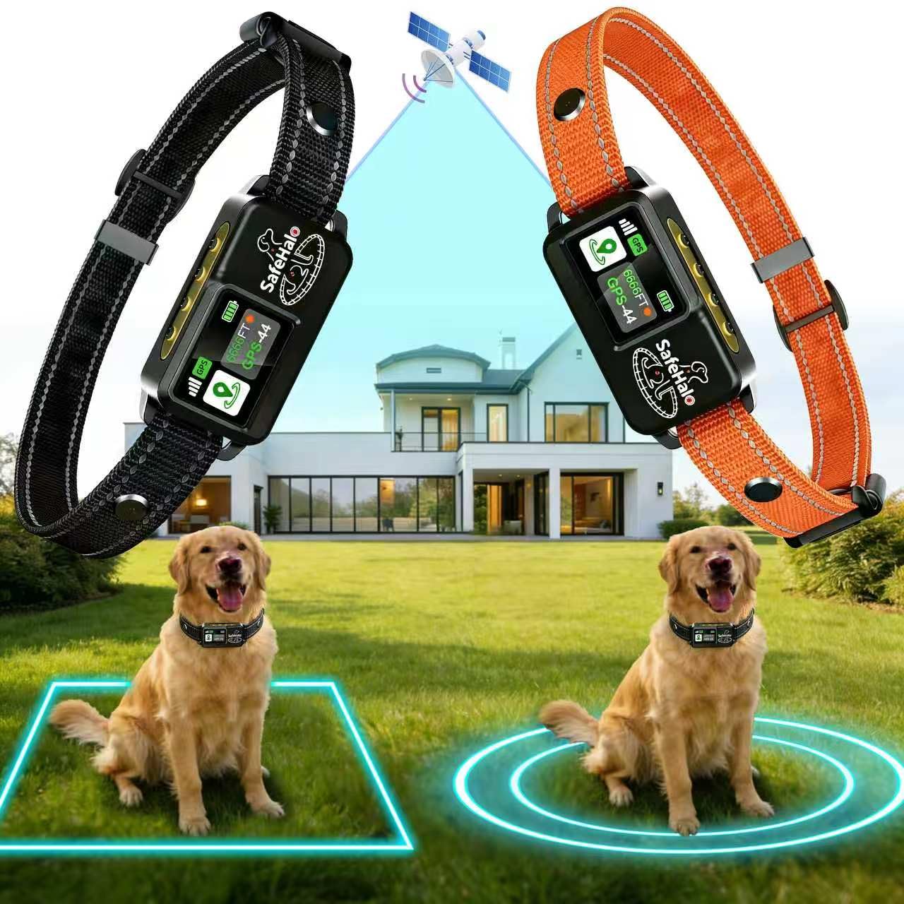 gps wireless dog fence system – adjustable 65-6800 ft, no subscription electric anti escape collar f