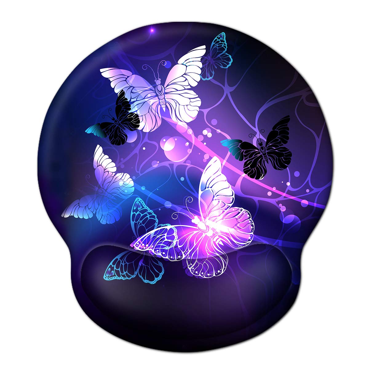 ToLuLu Ergonomic Mouse Pad Wrist Rest Support, Gel Mouse Mat with Non Slip Rubber Base Memory Foam Mousepad, Mouse Wrist Rest Pad for Laptop Computer Home Office Working Pain Relief, Art Butterflies