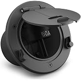 Safoner Aluminum RV Power Cord Cover Hatch, Electrical Cord Pass Through | Accepts 30A &amp; 50A Plugs (Non-Handle Style), Durable Aluminum, Rubber Pass-Through, Secure Latches, RV Essential Accessories