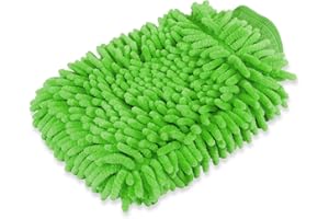 BesMelody House Cleaning and Car Wash Mitts, Home Dusting Microfiber Gloves, Washing Clean Polish Faster (2-Pack, Green)