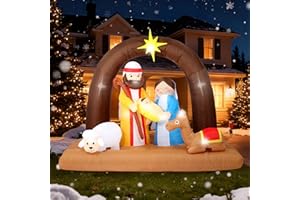 AIXULER 8FT Christmas Inflatables Nativity Scene Decorations Outdoor，Blow Up Nativity Scene with Built-in LEDs Lights for Indoor Holiday Party Yard Garden Lawn Décor