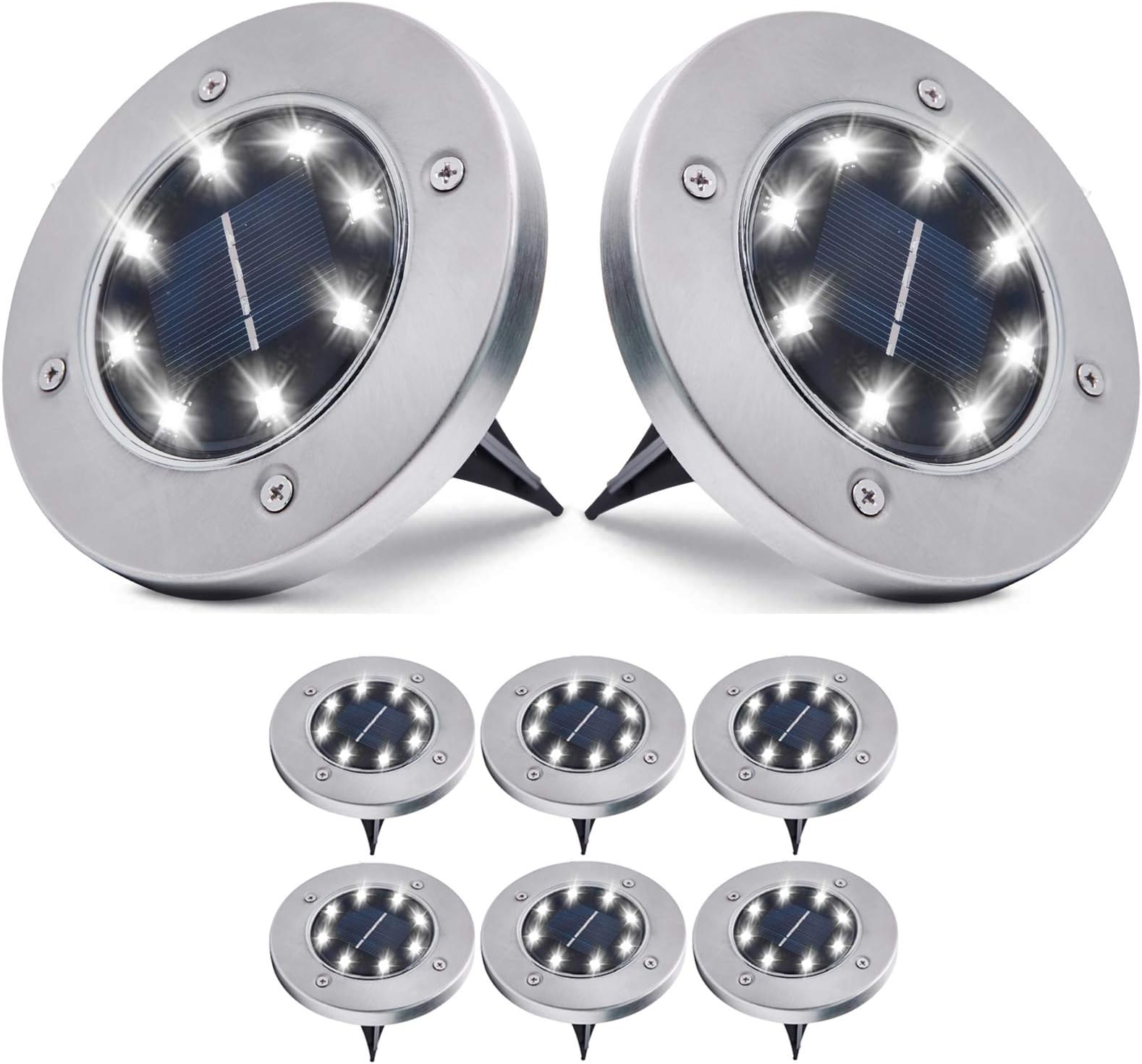 Solar Ground Light Outdoor Solar Disk Lights 8 Pack