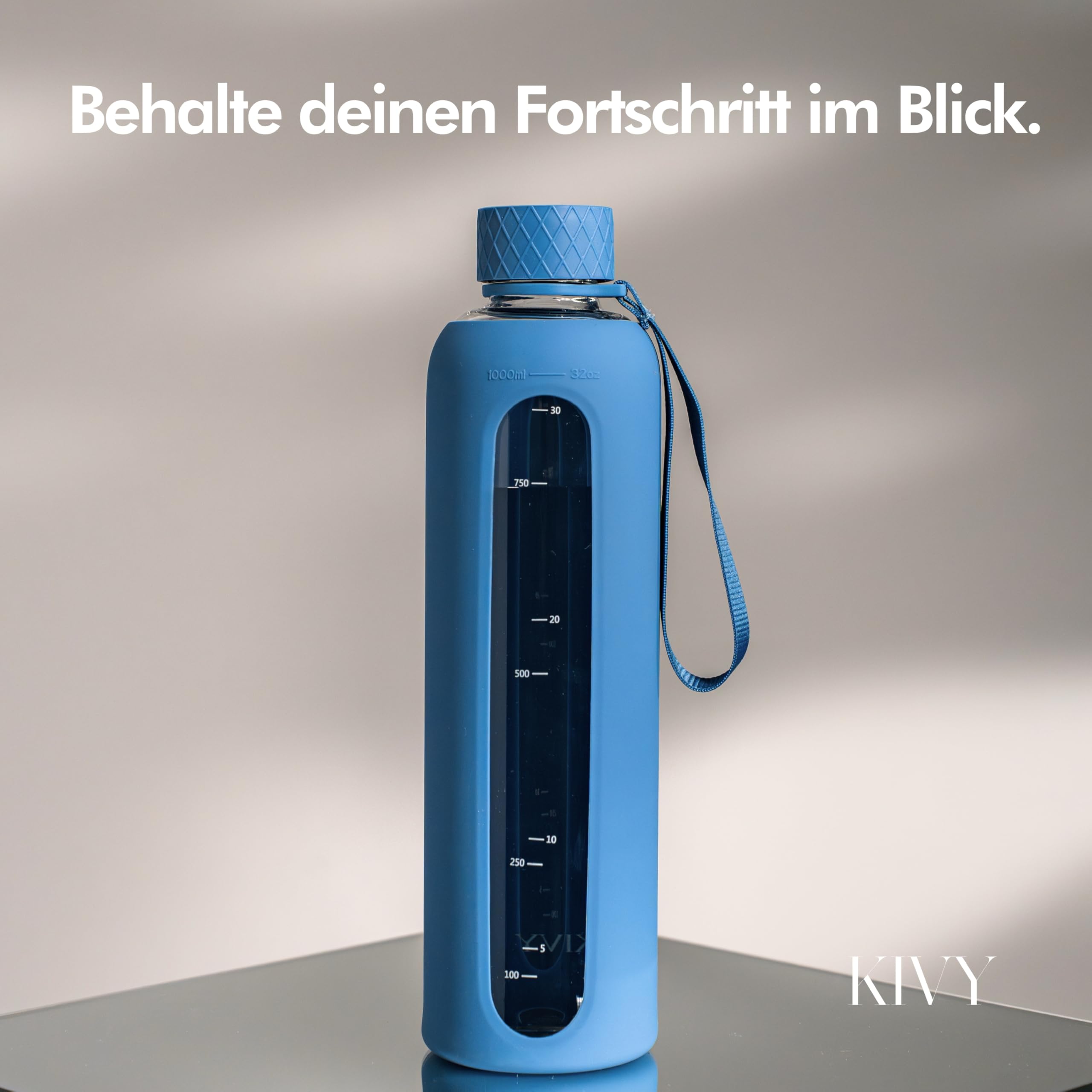 KIVY Glas Trinkflasche 1l mit Silikonschutz - Kohlensäure geeignet 7
