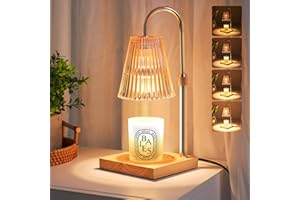 CANMEIJIA Gold Candle Warmer Lamp with Timer, Dimmable Candle Lamps with 2 Bulbs, Adjustable Height Vintage Glass Wax Melt Lamp, Electric Candle Warming Lamp for Home Decor (Gold, Adjustable)