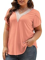 Womens Plus Size Tops Loose Fit Tulip Sleeve Summer