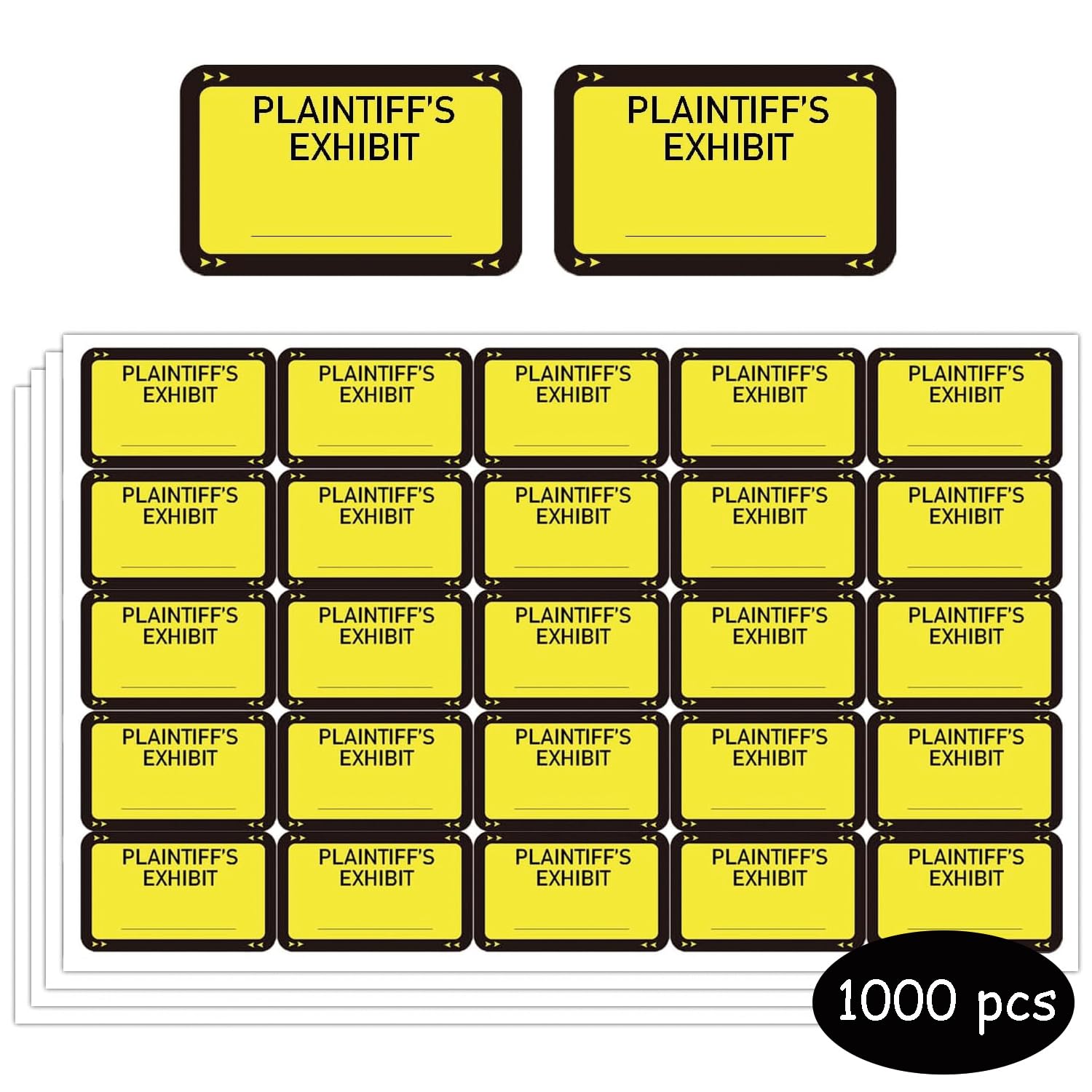 Photo 1 of 1000 Pcs Legal Exhibit Stickers 1.65‘’x 1‘’ Plaintiff Exhibit Sticker Defendants Name Tags Stickers Blank File Folder Labels for Divider Office Legal Document (Yellow)