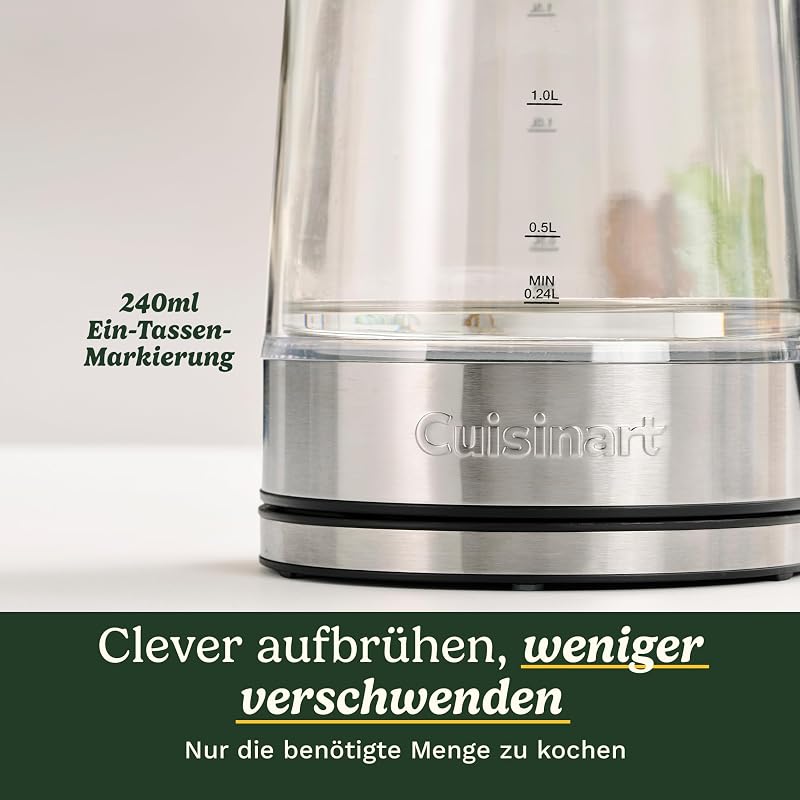 1,7L Glas-Wasserkocher mit variabler Temperaturregelung | 3KW Schnellkochfunktion | Cool-Touch | Doppelwandiges Design | BPA-frei | Tropffreier Ausguss | 360°-Drehbasis