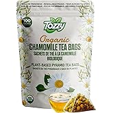 Tozzy Organic Chamomile Tea – 100 Count, Plant-Based Pyramid Tea Bags