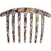 Camila Paris CP3186 French Handmade Side Comb Rounded, Onyx, French Twist Hair Combs Decorative, Strong Hold Hair Clips for Women Bun Chignon Up-Do Styling Girls Hair Accessories Made in France