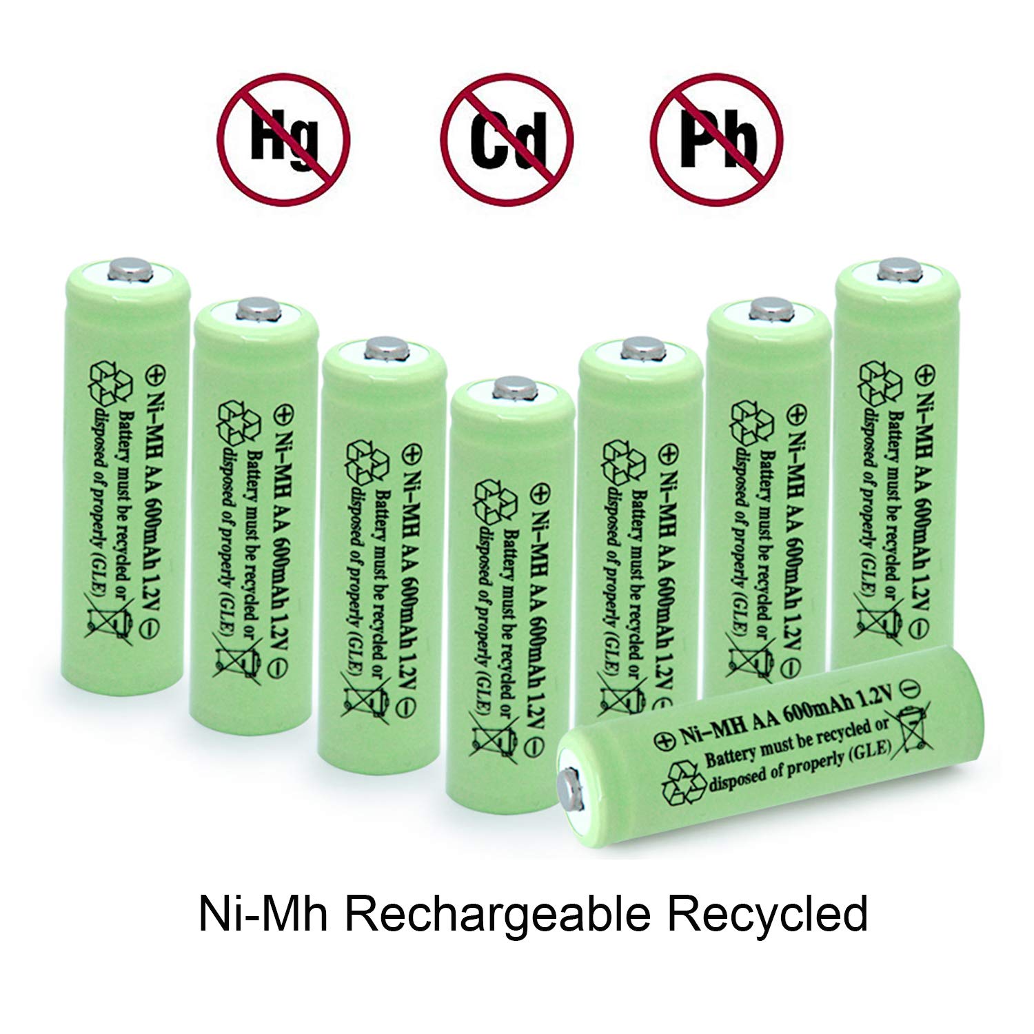 AA Ni-MH 600mAh 1.2V Rechargable Solar Light Batteries for Outdoor Solar Lamps Garden Lights Remotes Mice(8Pcs)