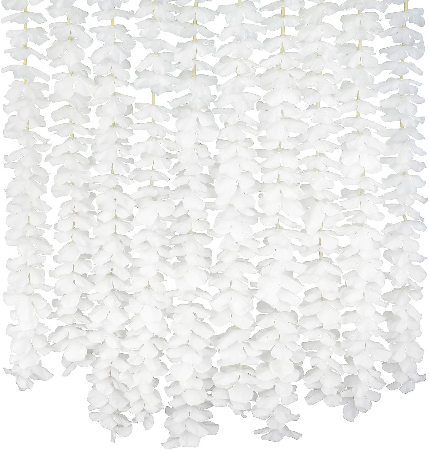 10 Pack(Each 78.7inch)(Total 65.6Feet) Artificial Silk Wisteria Fake Hanging Flowers Vine Plants Leaf Garland for Wedding Party Garden Outdoor Greenery Office Home Wall Decoration White
