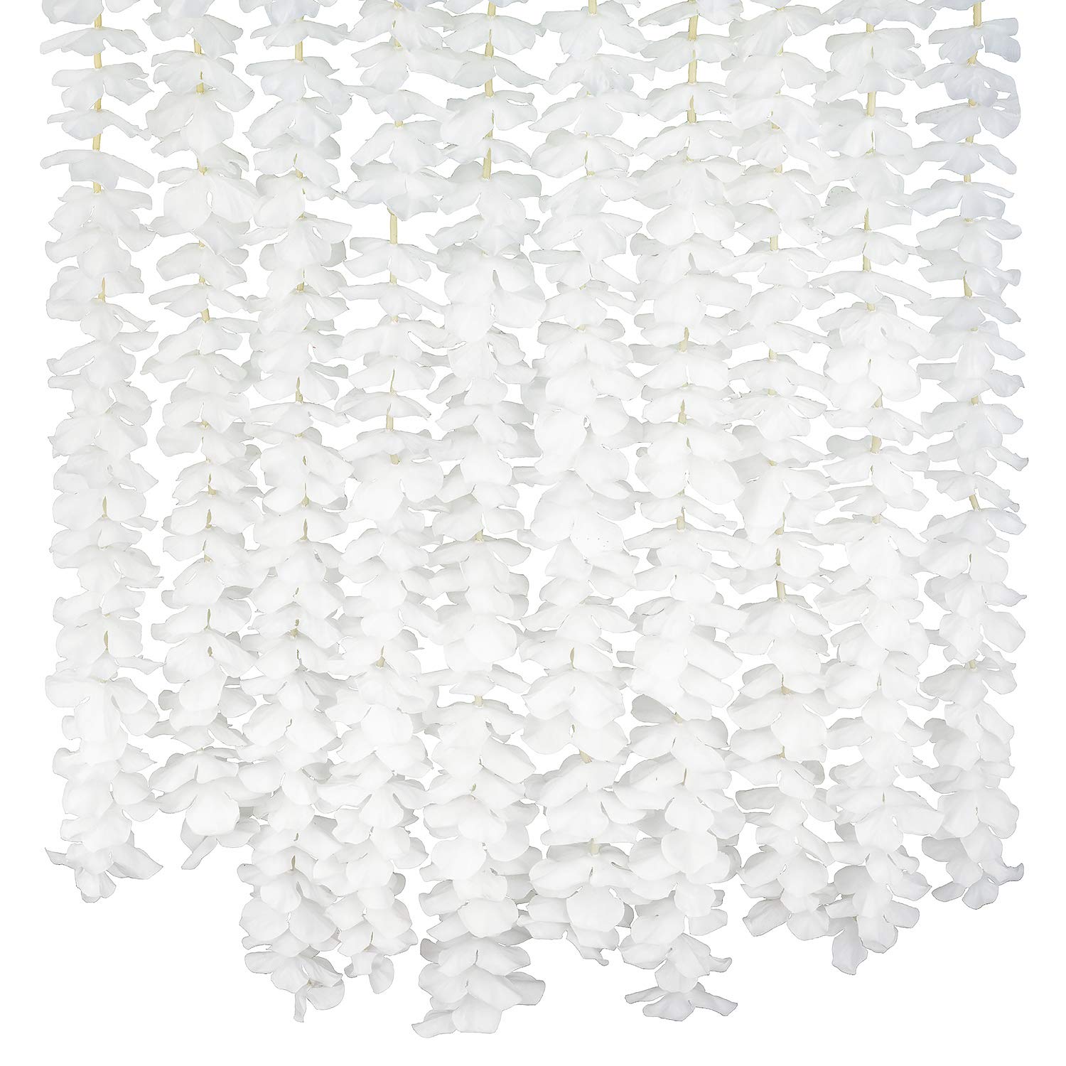10 Pack(Each 78.7inch)(Total 65.6Feet) Artificial Silk Wisteria Fake Hanging Flowers Vine Plants Leaf Garland for Wedding Party Garden Outdoor Greenery Office Home Wall Decoration White